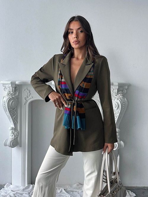 4121-khaki Пиджак женский хаки GIRL 