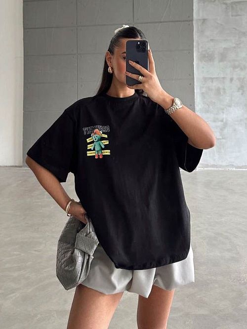 4609 Футболка женская черный GIRL 