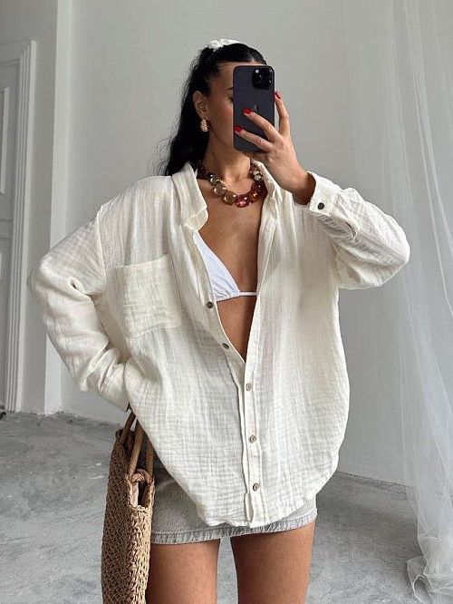 2573 Рубашка женская молочный GIRL   