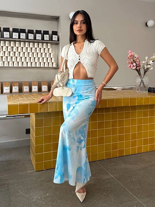 7487 Юбка женская голубой GIRL 