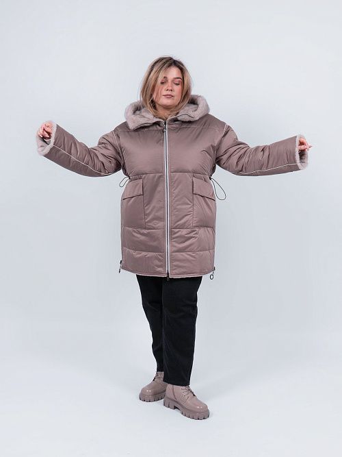 LM9004/2 Куртка женская двухсторонняя коричневый Baimuni 