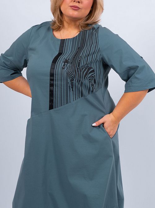 Сафари Платье женское серо-зеленый ZAR STYLE 