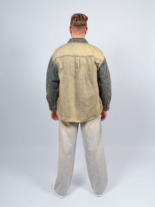 10036/AV Рубашка мужская витажно-синий QWENTINI  