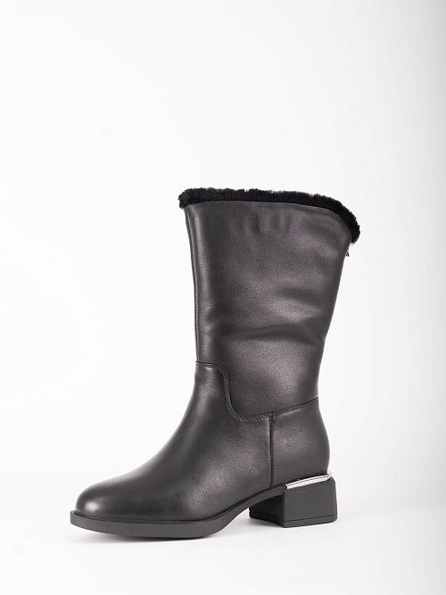 XJU-42189-4A-KW Полусапоги женские натуральная кожа черный Madella 