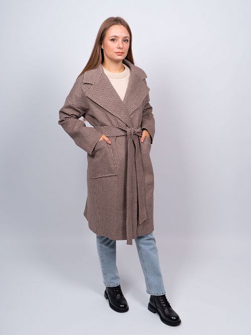 KR-291-Гус.лапка688 Пальто женское бежевый Sempati 