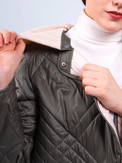 2663 Куртка удлиненная женская хаки Baimuni 