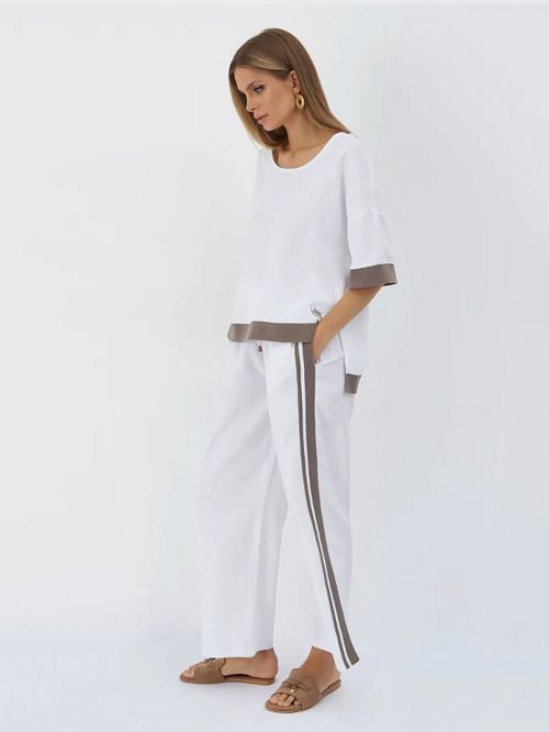 52125-БЛ Блузка женская бело-графитовый ELECTRA STYLE 