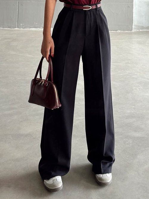 4002-black Брюки женские черный Girl 