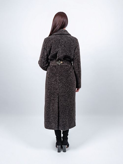 6-0127/1м-3181 Пальто меховое женское темно-зеленый ELECTRA STYLE 