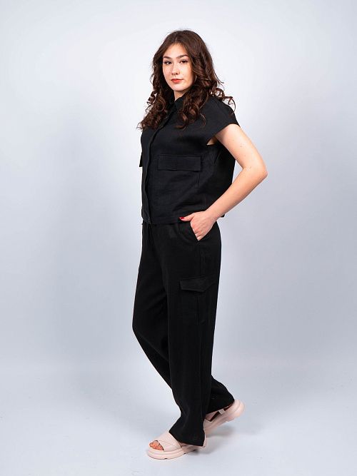 КЛ-8025-ИЛ24 Брюки женские черный ELECTRA STYLE 