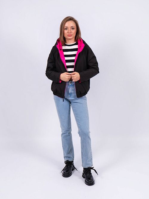 5752-364 Куртка женская двусторонняя фуксия ICEBEAR 