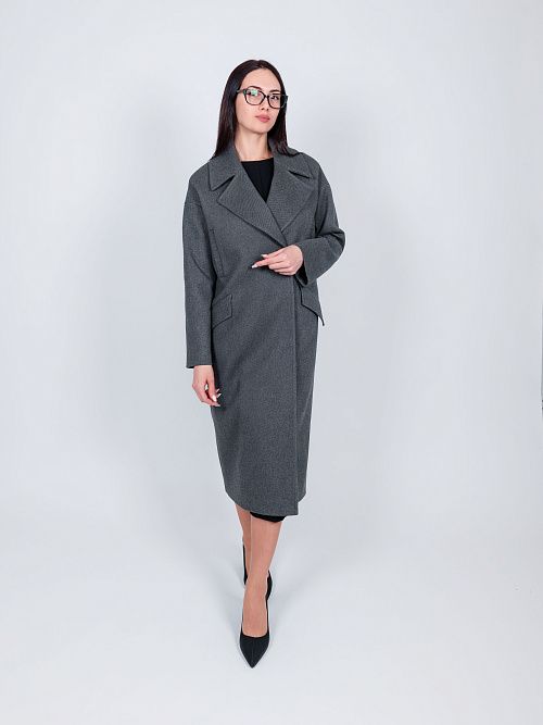 KR-296-рубчик-2 Пальто женское антрацит 365 