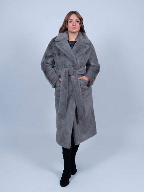 KR-135/2-Норка Шуба женская серый Sempati 