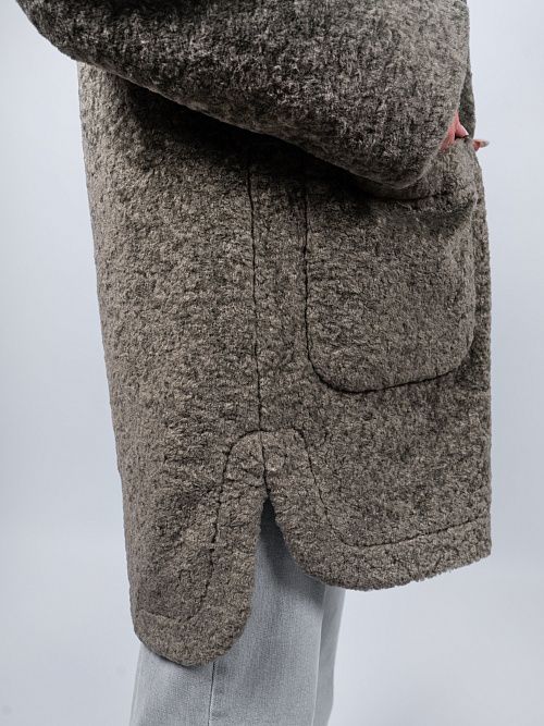 3-0306Бм-3181/2 Пальто меховое женское фисташковый ELECTRA STYLE 